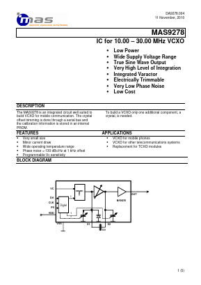 MAS9278A Datasheet PDF Micro Analog systems