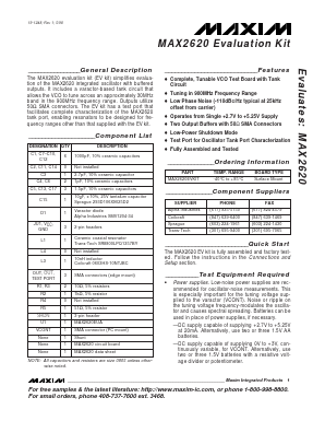 MAX2620EVKIT Datasheet PDF Maxim Integrated