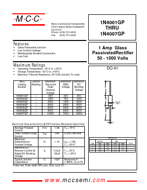 1N4001GP Datasheet PDF Micro Commercial Components