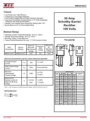 MBRB30100CT-BP Datasheet PDF Micro Commercial Components