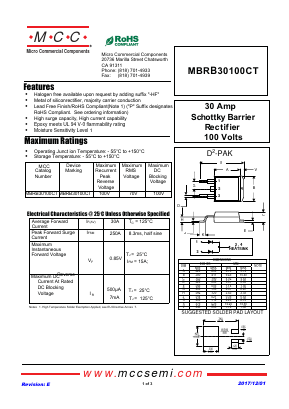 MBRB30100CT Datasheet PDF Micro Commercial Components