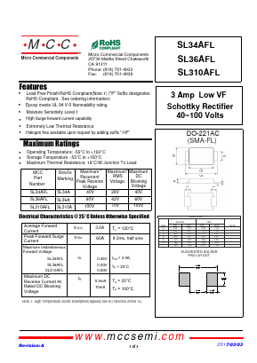 SL310AFL-TP-HF Datasheet PDF Micro Commercial Components