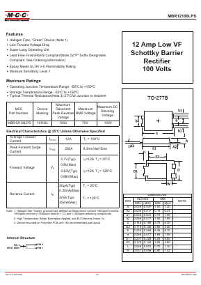MBR12100LPS Datasheet PDF Micro Commercial Components