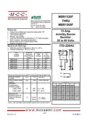 MBR1520F Datasheet PDF Micro Commercial Components