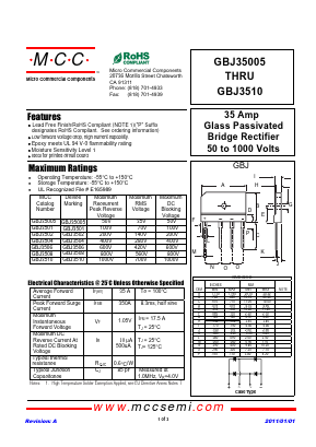 GBJ35005 Datasheet PDF Micro Commercial Components