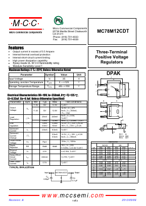 MC78M12CDT Datasheet PDF Micro Commercial Components