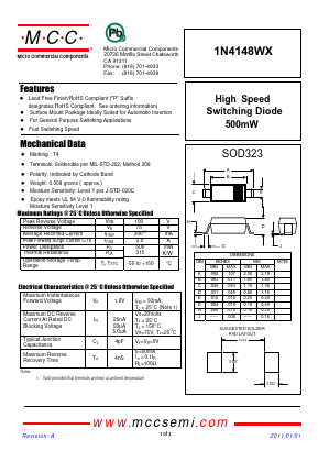 1N4148WX Datasheet PDF Micro Commercial Components