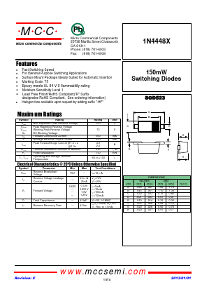 1N4448X Datasheet PDF Micro Commercial Components