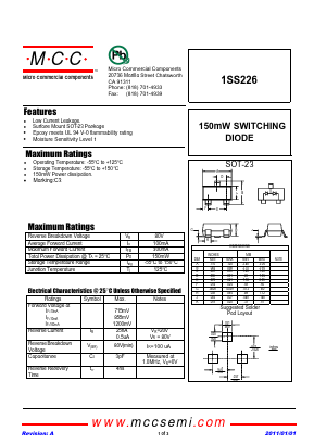 1SS226-TP Datasheet PDF Micro Commercial Components