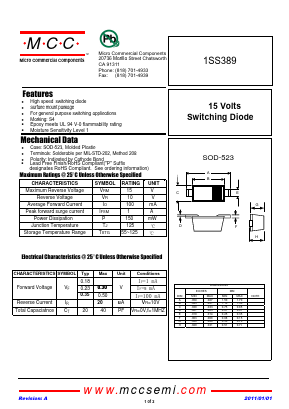 1SS389 Datasheet PDF Micro Commercial Components