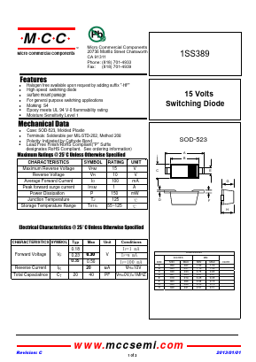 1SS389-TP Datasheet PDF Micro Commercial Components