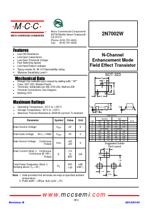 2N7002W-TP Datasheet PDF Micro Commercial Components