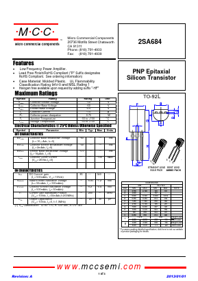 2SA684 Datasheet PDF Micro Commercial Components