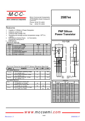 2SB744 Datasheet PDF Micro Commercial Components