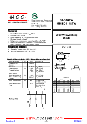 MMBD4148TW Datasheet PDF Micro Commercial Components