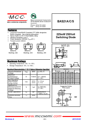 BAS21S-TP Datasheet PDF Micro Commercial Components