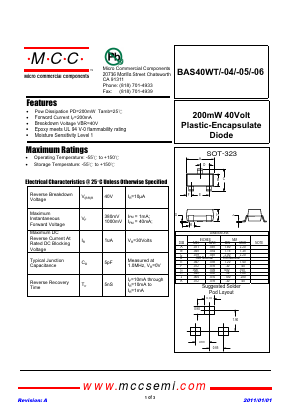 BAS40WT-04 Datasheet PDF Micro Commercial Components