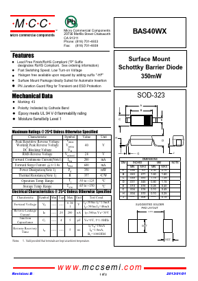 BAS40WX Datasheet PDF Micro Commercial Components