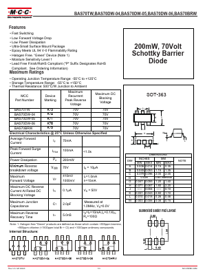 BAS70TW-TP Datasheet PDF Micro Commercial Components