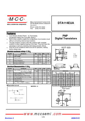 DTA114EUA Datasheet PDF Micro Commercial Components