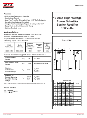 MBR10150 Datasheet PDF Micro Commercial Components