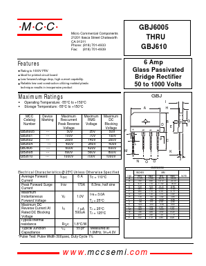 GBJ6005 Datasheet PDF Micro Commercial Components