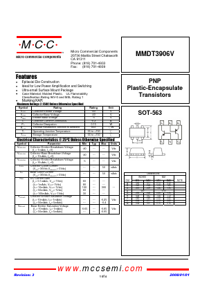 MMDT3906V-TP Datasheet PDF Micro Commercial Components