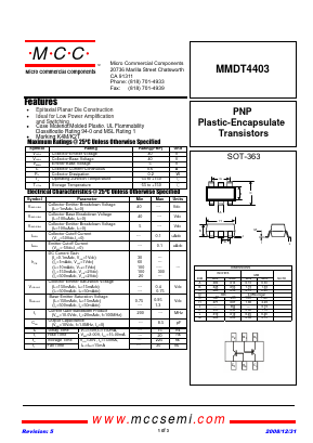 MMDT4403 Datasheet PDF Micro Commercial Components