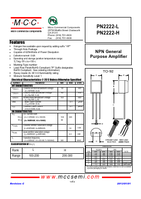 PN2222-L Datasheet PDF Micro Commercial Components