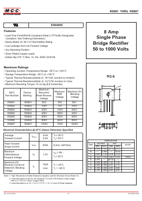 RS805 Datasheet PDF Micro Commercial Components