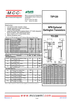 TIP120 Datasheet PDF Micro Commercial Components