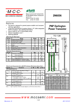 2N6036 Datasheet PDF Micro Commercial Components