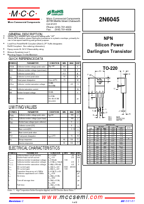 2N6045-BP-HF Datasheet PDF Micro Commercial Components