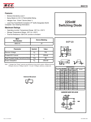 BAS116 Datasheet PDF Micro Commercial Components