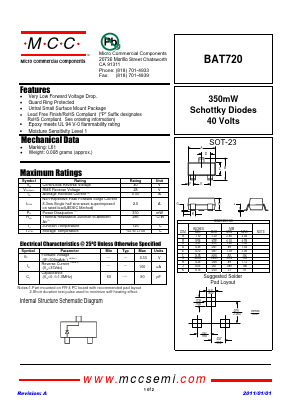 BAT720 Datasheet PDF Micro Commercial Components