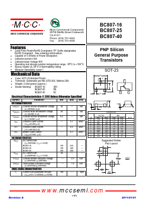 BC807-25 Datasheet PDF Micro Commercial Components