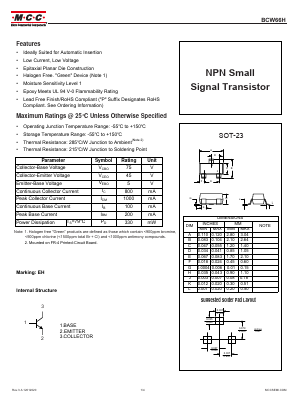 BCW66H Datasheet PDF Micro Commercial Components