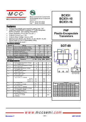 BCX51 Datasheet PDF Micro Commercial Components