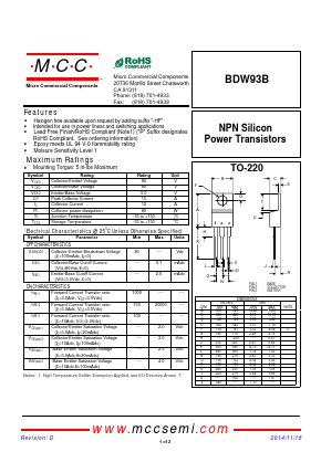 BDW93B Datasheet PDF Micro Commercial Components