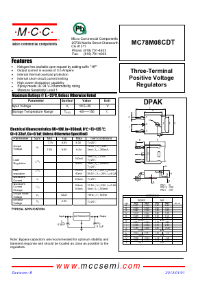 MC78M08CDT Datasheet PDF Micro Commercial Components