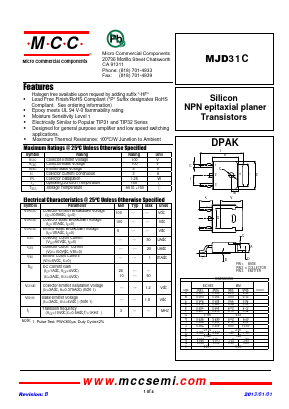 MJD31C Datasheet PDF Micro Commercial Components