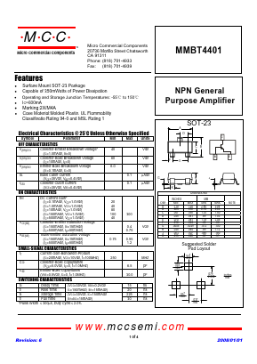 MMBT4401-TP Datasheet PDF Micro Commercial Components