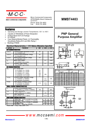 MMBT4403 Datasheet PDF Micro Commercial Components