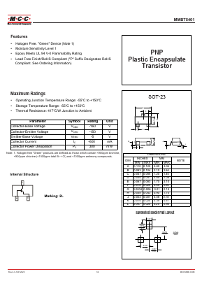 MMBT5401-TP Datasheet PDF Micro Commercial Components