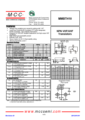 MMBTH10 Datasheet PDF Micro Commercial Components