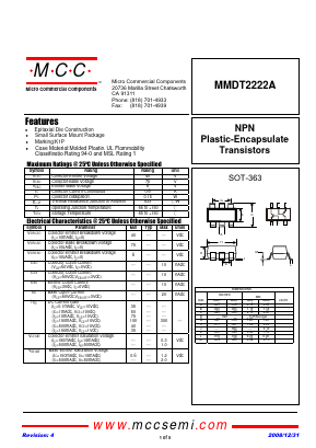 MMDT2222A Datasheet PDF Micro Commercial Components