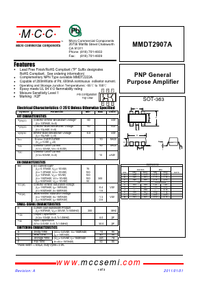 MMDT2907A Datasheet PDF Micro Commercial Components
