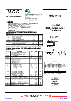 MMDT4413 Datasheet PDF Micro Commercial Components