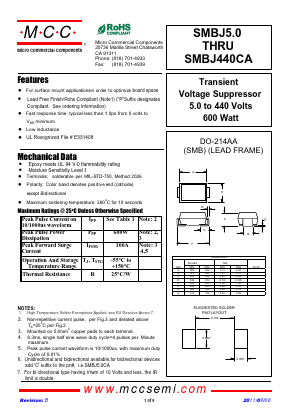 SMBJ200CA-TP Datasheet PDF Micro Commercial Components