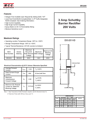 SR3200-BP-HF Datasheet PDF Micro Commercial Components